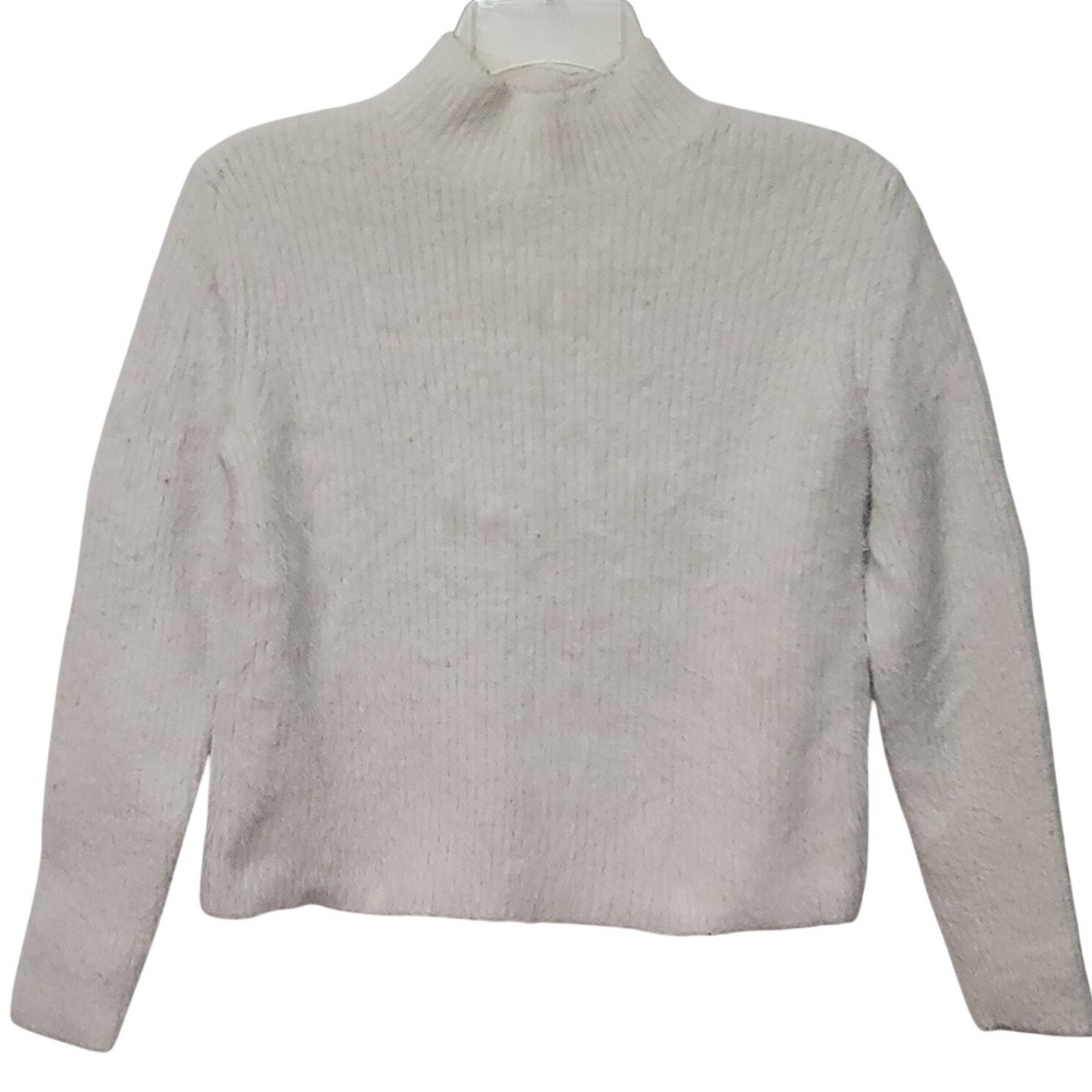 Banana Republic Eyelash Mock Neck Long Sleeve Cropped Sweater Ivory‎ XS Preppy